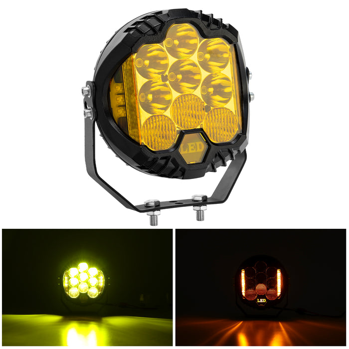 7 inch Round Off Road Lights Amber/Yellow 80W Spot Beam for Pickup Trucks SUV UTV ATV 4x4