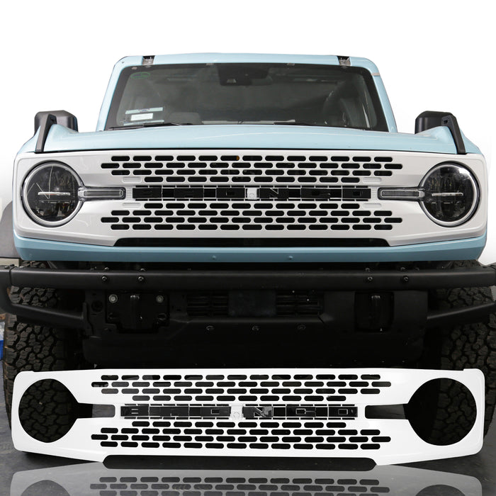 Ford Bronco Grille ABS Plastic White Black W/Letters and Camera Hole for 2021-2024 Ford Bronco