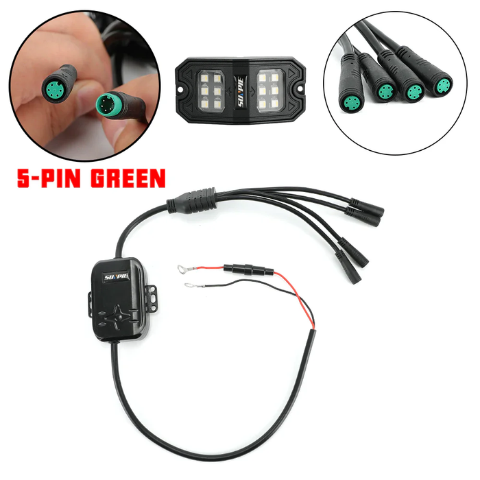 4PCS/6PCS/8PCS/12PCS/16PCS RGBW Rectangle Series Rock Lights Replacement Control Box (5-Pin Green)