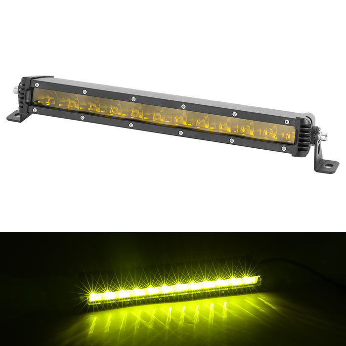 7/13/19/25/30/36/42/48 inch Single Row Amber Lens Flood 30W-240W Off Road LED Light Bars