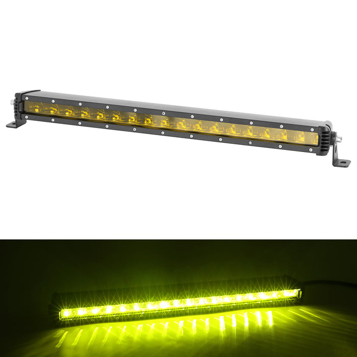 7/13/19/25/30/36/42/48 inch Single Row Amber Lens Flood 30W-240W Off Road LED Light Bars