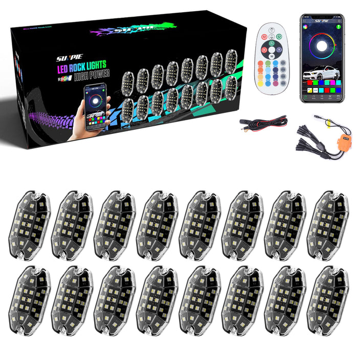 Sunpie Fifteen-Sided Series RGBW 33 LEDs LED Rock Lights (4/8/12/16 Pods)