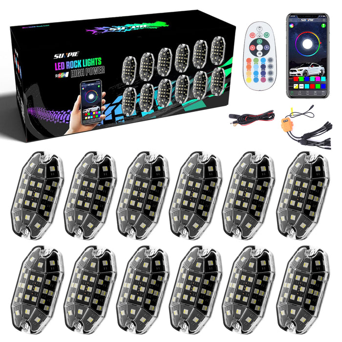 Sunpie Fifteen-Sided Series RGBW 33 LEDs LED Rock Lights (4/8/12/16 Pods)