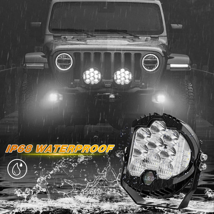 5" Round LED Offroad Lights Spot Beam for Pickup Trucks SUV UTV ATV 4x4