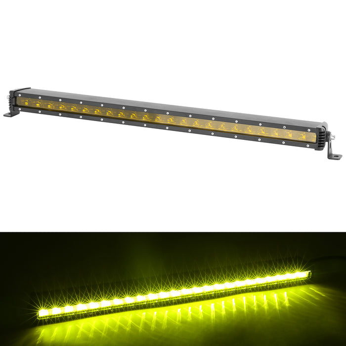 7/13/19/25/30/36/42/48 inch Single Row Amber Lens Flood 30W-240W Off Road LED Light Bars