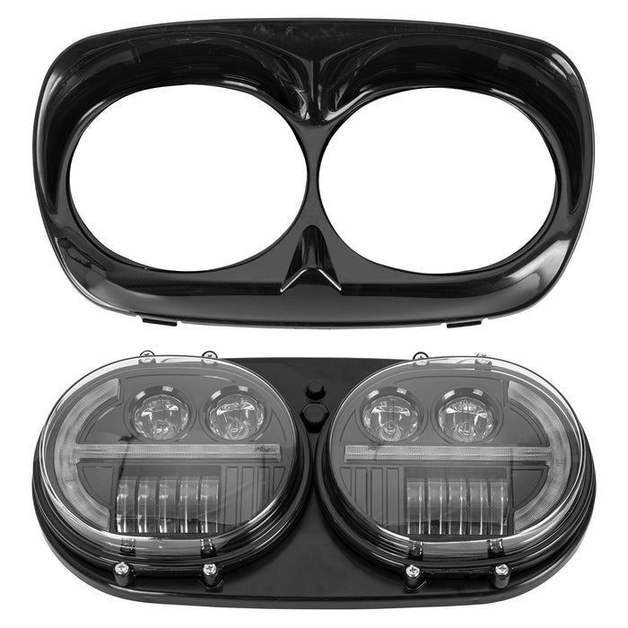 High-Performance Dual Visionz LED Headlight for '15-'25 Harley-Davidson Road Glide with Integrated DRL & Turn Signals