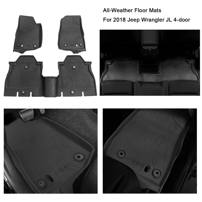 '18-'24 Jeep Wrangler JLU 4-Door Front & Rear TPE Floor Mats