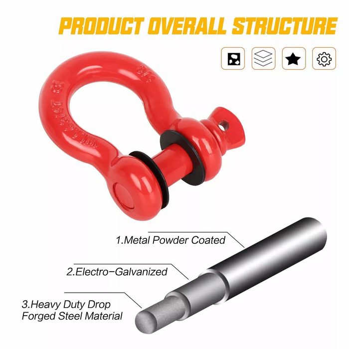 Heavy Duty 3/4" D Ring Shackle (2 Pack)