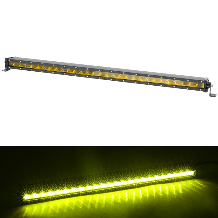 7/13/19/25/30/36/42/48 inch Single Row Amber Lens Flood 30W-240W Off Road LED Light Bars