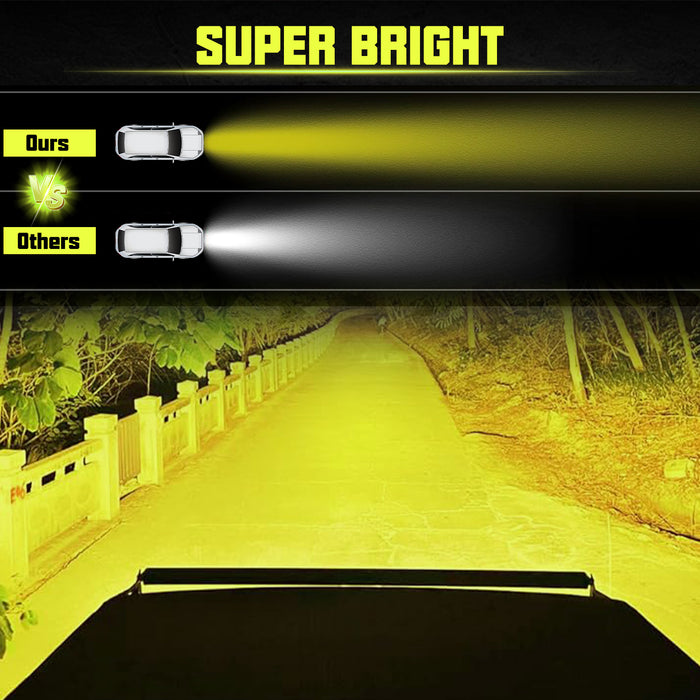 7/13/19/25/30/36/42/48 inch Single Row Amber Lens Flood 30W-240W Off Road LED Light Bars