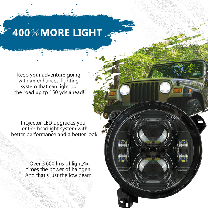 9 inch Black Daymaker High/Low Beam LED Leadlights for Jeep Wrangler and Jeep Gladiator