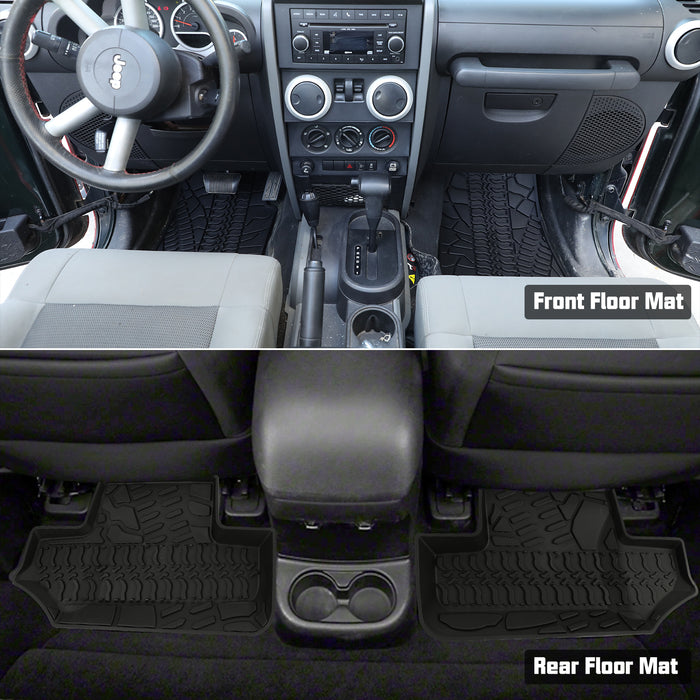 ‘07-’13 Jeep Wrangler JK 2-Door with Texture TPE Front & Rear Floor Mats