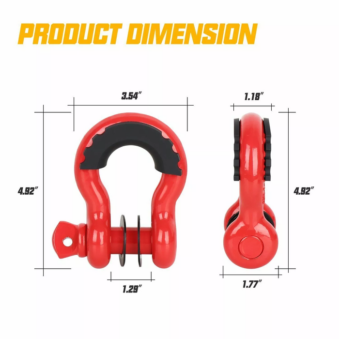 Heavy Duty 3/4" D Ring Shackle (2 Pack)