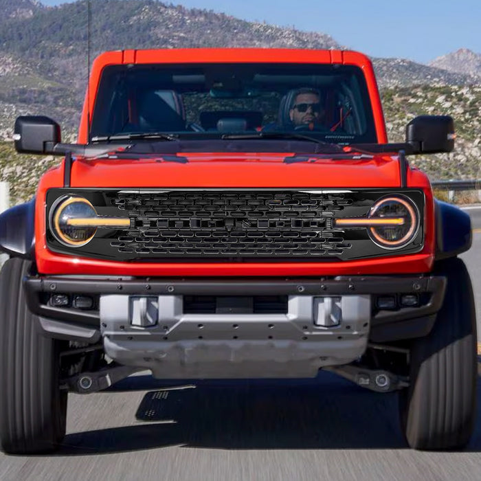 Ford Bronco Piano Black Grille with Letter Inserts - ABS Plastic