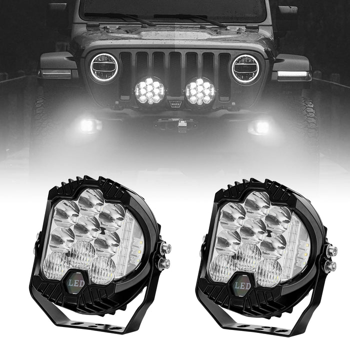 5" Round LED Offroad Lights Spot Beam for Pickup Trucks SUV UTV ATV 4x4