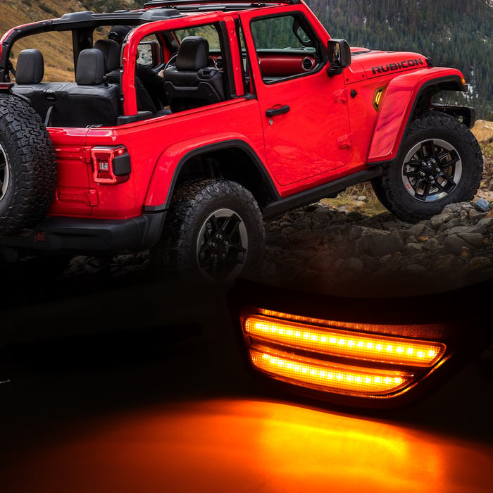 Sunpie LED Fender Side Marker Lights DRL Dynamic Turn Signal Compatible with 2018-2024 Jeep Wrangler JL JLU Jeep Gladiator JT