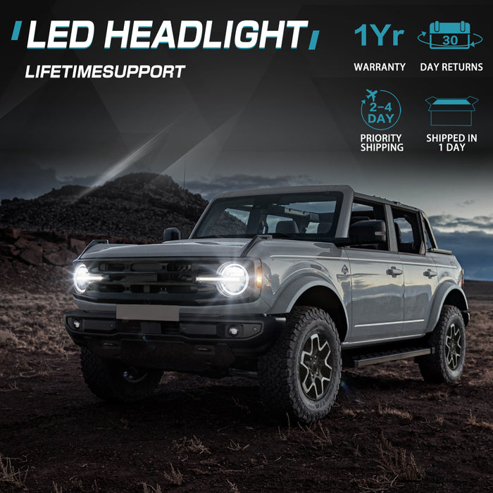 Ford Bronco LED Headlights with DRL and Turn Signals