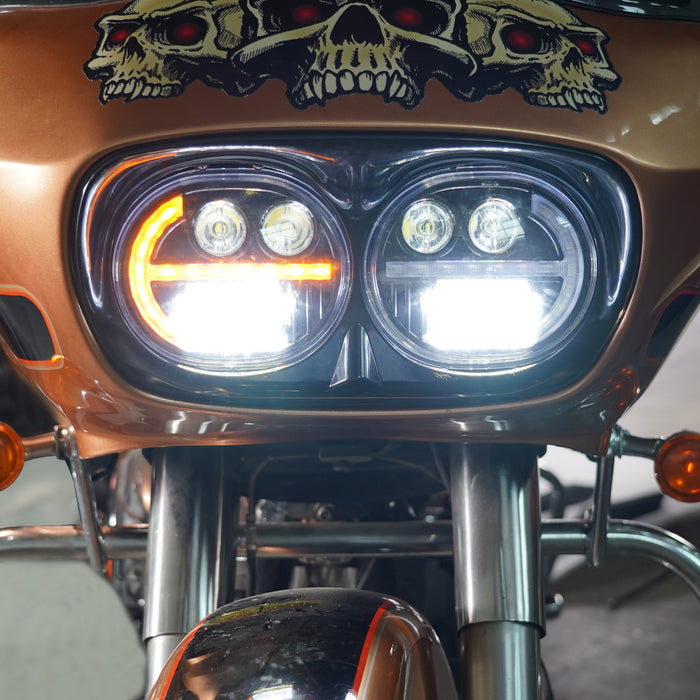 High-Performance Dual Visionz LED Headlight for '15-'25 Harley-Davidson Road Glide with Integrated DRL & Turn Signals