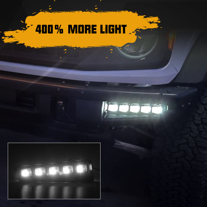 Ford Bronco LED Fog Light Kits, Black ABS-Plastic, White Light, 10 LED Beads 60W