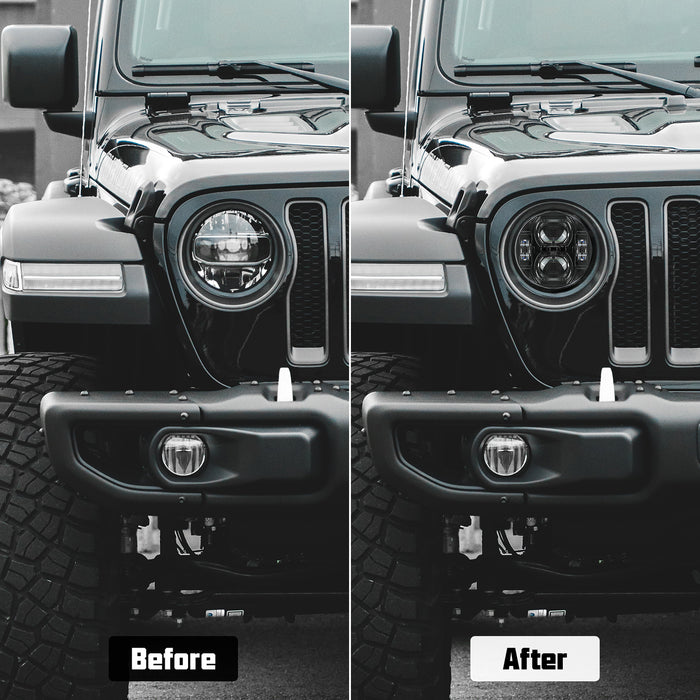 9 inch Black Daymaker High/Low Beam LED Leadlights for Jeep Wrangler and Jeep Gladiator