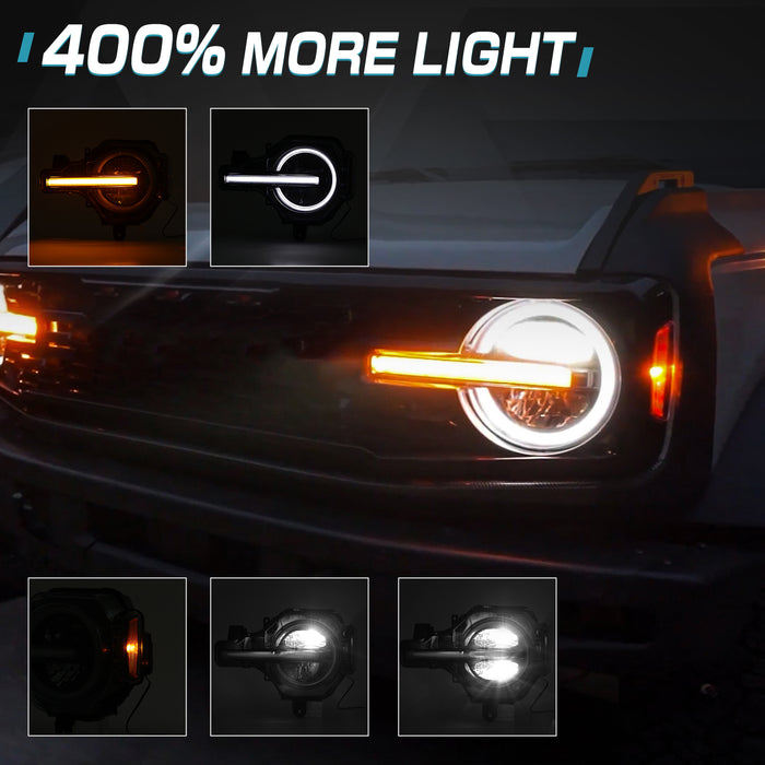 Ford Bronco LED Headlights with DRL and Turn Signals