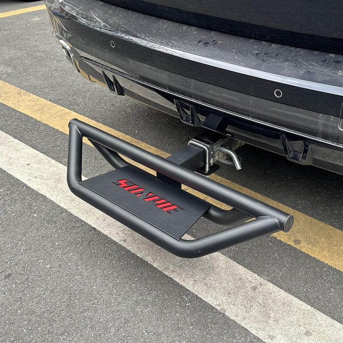 Carbon Steel Lockable Towing Hitch Steps for 2 Inch Receiver Compatible with Pickups Trucks Vans SUVs ATVs