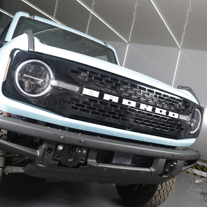 Ford Bronco Grille ABS Plastic White Black W/Letters and Camera Hole for 2021-2024 Ford Bronco