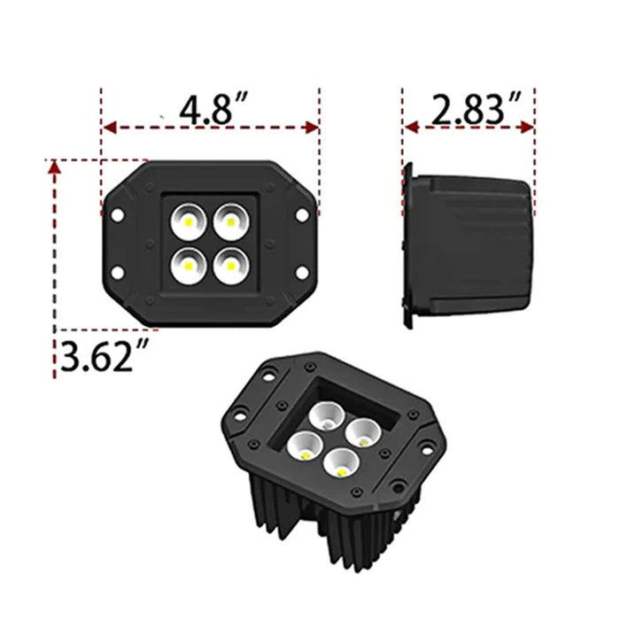 Sunpie Replacement 4.8 inch Square LED Work Lights for Jeep Wrangler Front Bumper (2PCS)