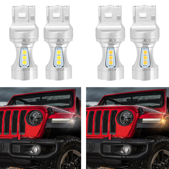 Jeep JL Front DRL and Turn Signal LED Bulbs Fits 2018+ Jeep Wrangler JL Sahara & Rubicon and 2019+ Jeep Gladiator Sahara & Rubicon