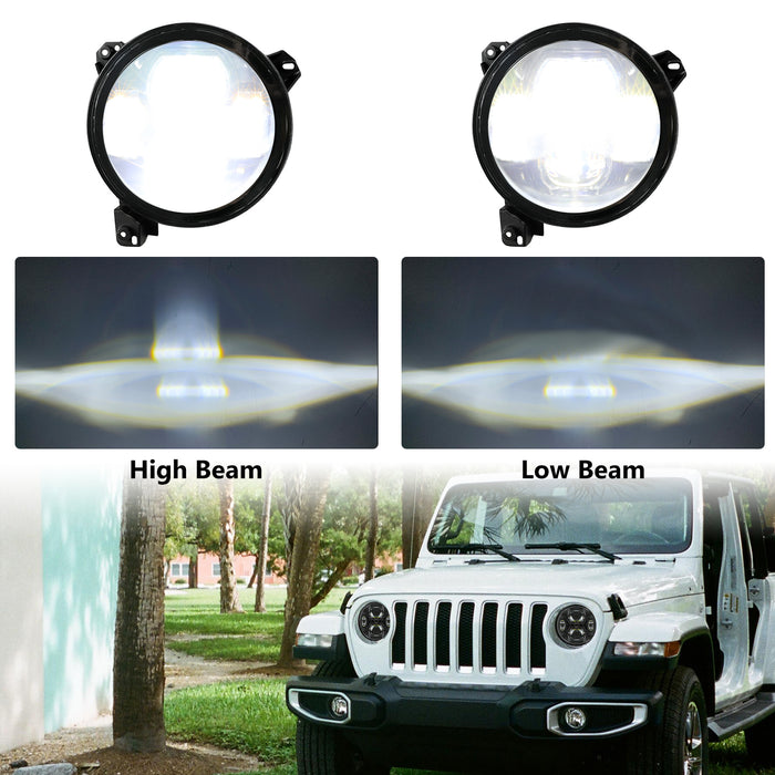 9"Black Daymaker High/Low Beam LED Leadlights and 4"5D LED Fog Lights for 2018-2024 Jeep Wrangler JL & Jeep Gladiator