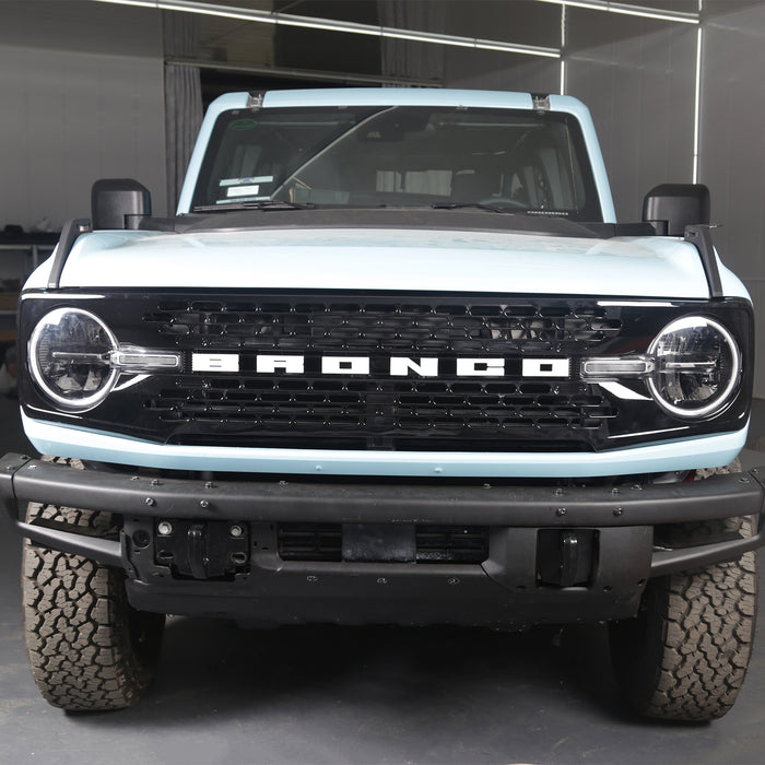 Ford Bronco Grille ABS Plastic White Black W/Letters and Camera Hole for 2021-2024 Ford Bronco