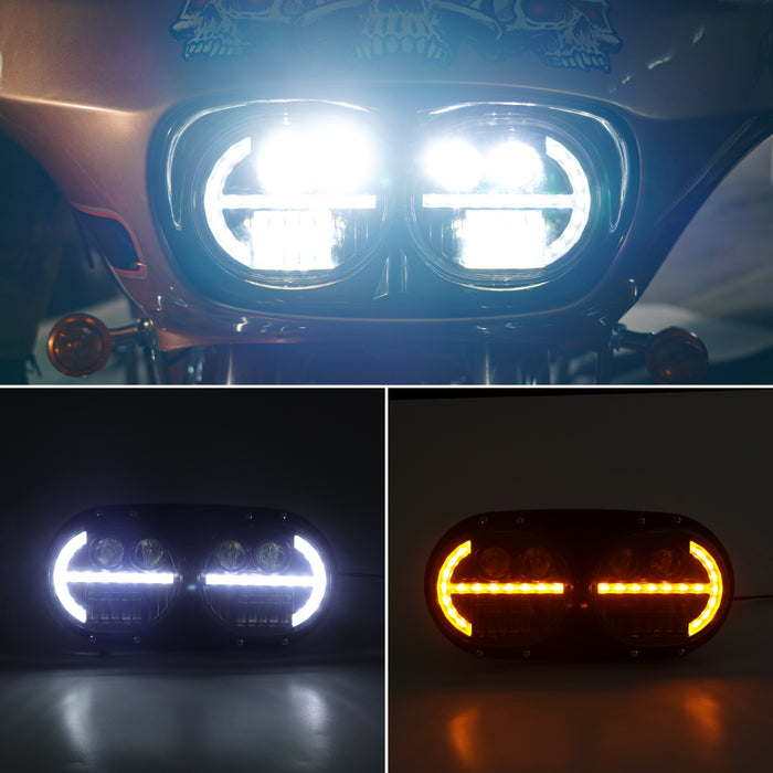 High-Performance Dual Visionz LED Headlight for '15-'25 Harley-Davidson Road Glide with Integrated DRL & Turn Signals