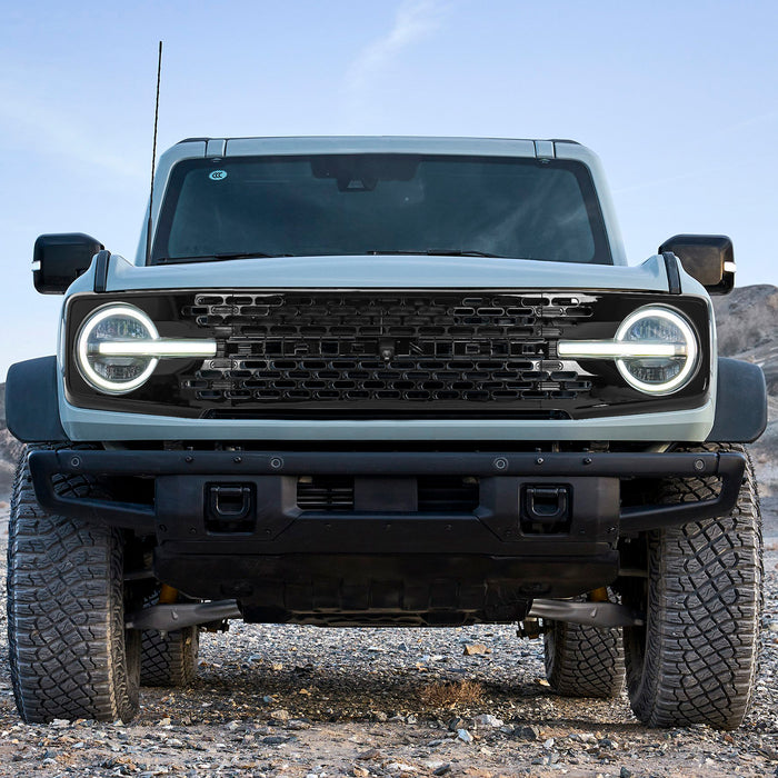 Ford Bronco Piano Black Grille with Letter Inserts - ABS Plastic