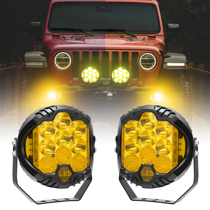 7 inch Round Off Road Lights Amber/Yellow 80W Spot Beam for Pickup Trucks SUV UTV ATV 4x4