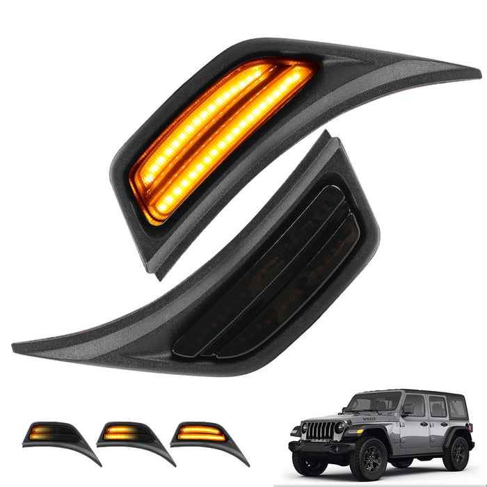 Sunpie LED Fender Side Marker Lights DRL Dynamic Turn Signal Compatible with 2018-2024 Jeep Wrangler JL JLU Jeep Gladiator JT