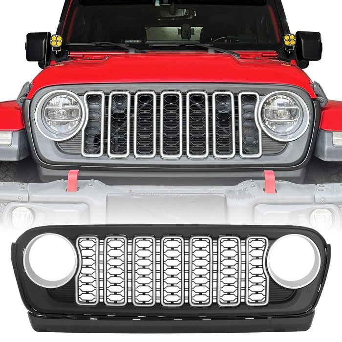 All-New Black and Silver Jeep Wrangler JL & Jeep Gladiator Grille