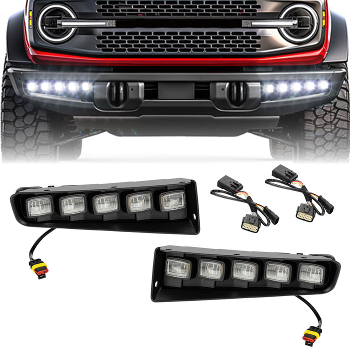 Ford Bronco LED Fog Light Kits, Black ABS-Plastic, White Light, 10 LED Beads 60W