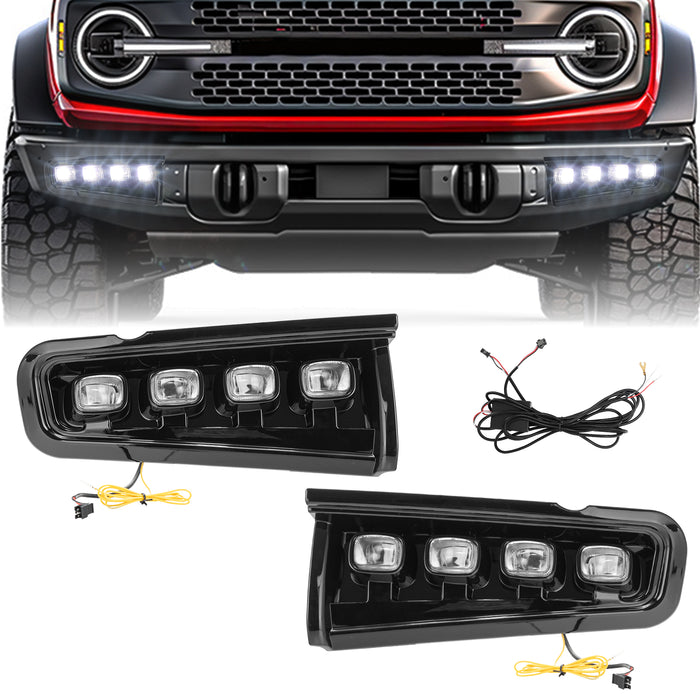 Ford Bronco Off-Road LED Fog Lights with DRLs, Turn Signals, 8 LED Beads 48W