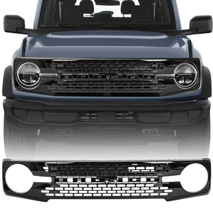 Ford Bronco Piano Black Grille with Letter Inserts - ABS Plastic