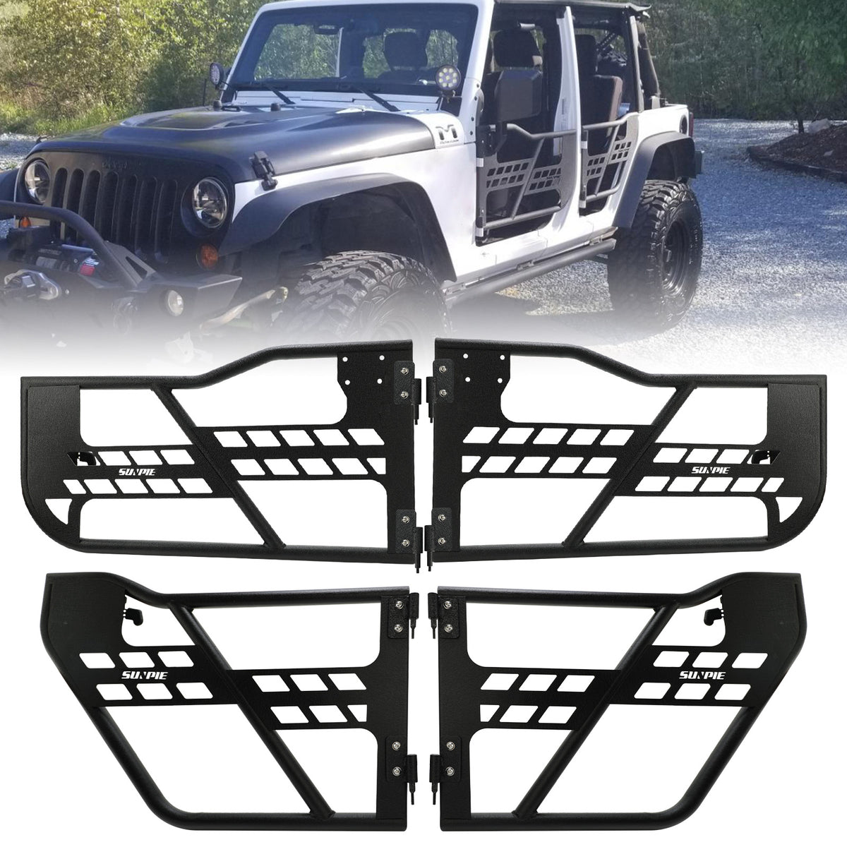 Jeep JKU Half Tube Doors Compatible with 2007-2018 Jeep Wrangler JKU 4