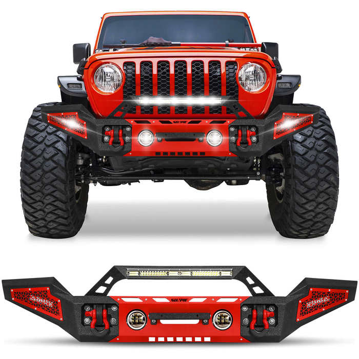 ‘07-’18 Jeep JK/JKU Front & Rear Bumpers with Winch Plate and License Plate Bracket and License Plate Light