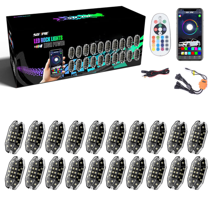 Sunpie Fifteen-Sided Series RGBW 33 LEDs LED Rock Lights (4/8/12/16/20 Pods)