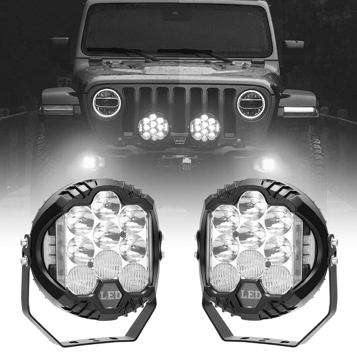 7 inch White/Amber Round Off Road Lights Amber/Yellow 80W Spot Beam for Pickup Trucks SUV UTV ATV 4x4