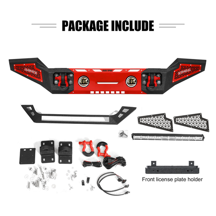 ‘07-’18 Jeep JK/JKU Front & Rear Bumpers with Winch Plate and License Plate Bracket and License Plate Light