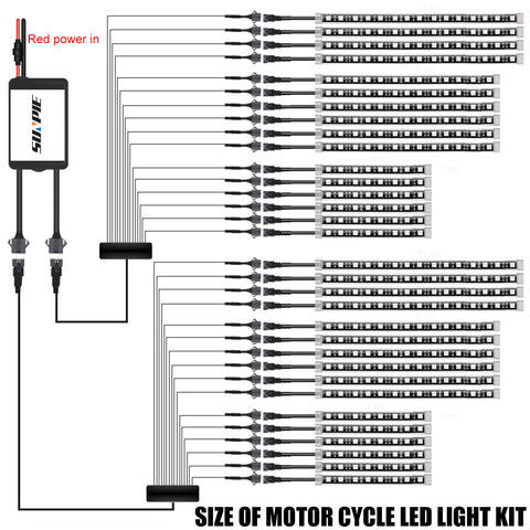 SUNPIE 16Pcs Motorcycle LED Light Kit Strips Multi-Color Accent Glow N