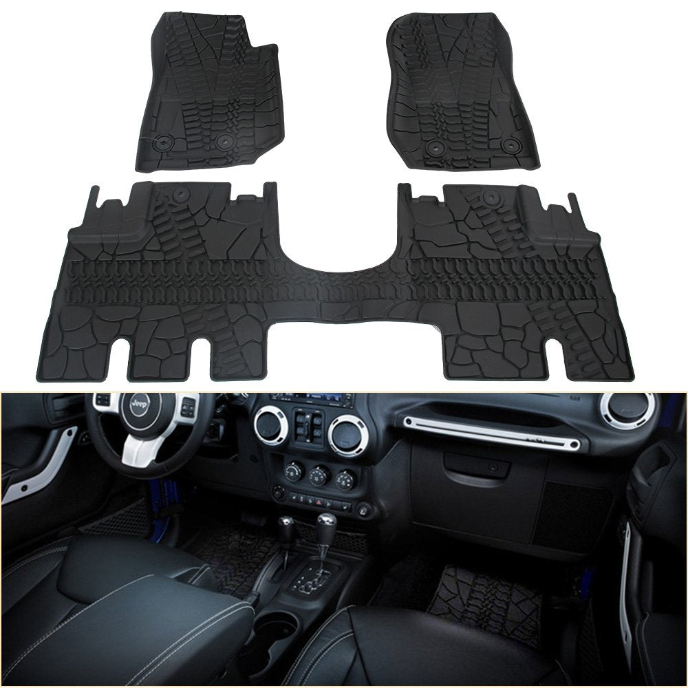 Front & Rear Floor Liners Floor Mats Compatible with 2014-2018 Jeep Wrangle  JKU/4 Doors