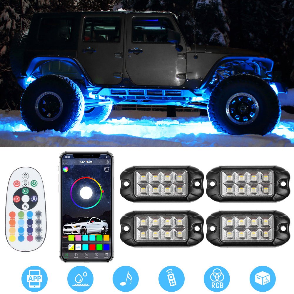 Super Bright Sequential RGB LED Rock Lights Bluetooth Control